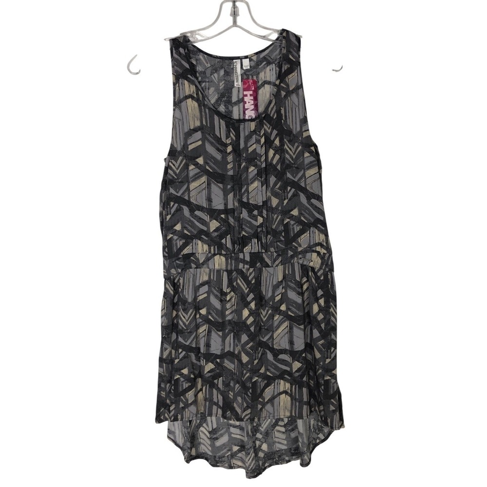 Hang Ten Juniors Dress Hi Low Gray Geometric Ruffle A Line Fit Flare XS